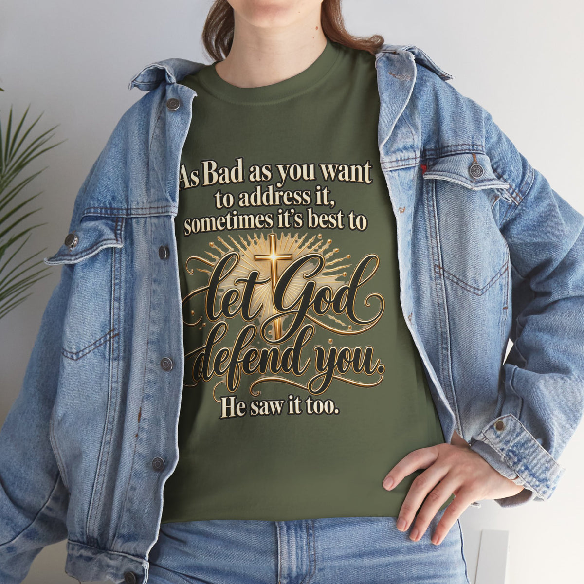 Let God Defend You Inspirational Christian T-Shirt