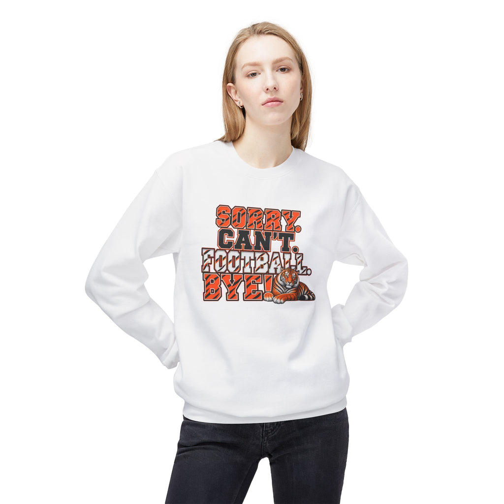 Sorry Can’t Football Bye! Crewneck Sweatshirt – Tiger Mascot Game Day Pullover
