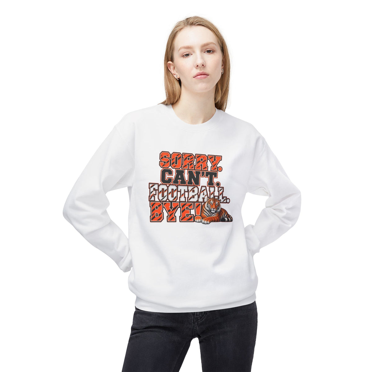 Sorry Can’t Football Bye! Crewneck Sweatshirt – Tiger Mascot Game Day Pullover