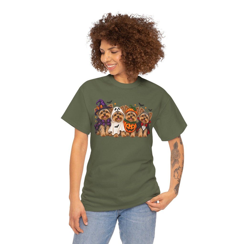 Halloween Yorkie T-Shirt — Cute Yorkies in Costumes (Pumpkin, Ghost, Witch, Vampire)