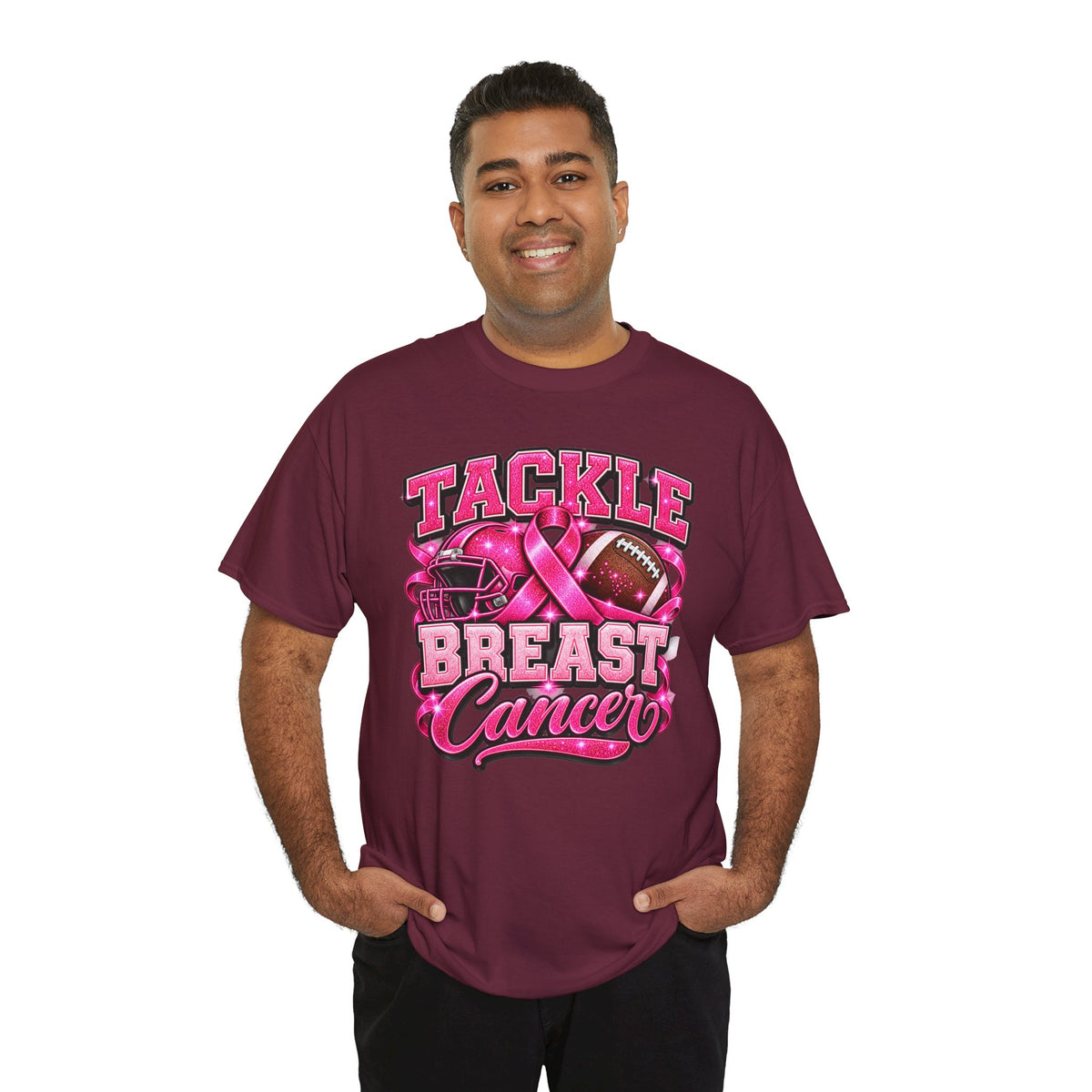 T-Shirt — "Tackle Breast Cancer" Pink Football Awareness Tee
