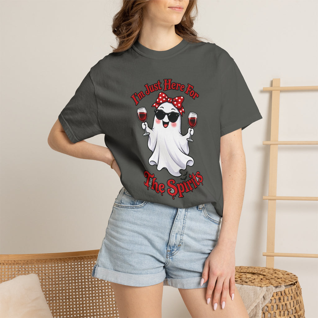 Wine Ghost T-Shirt — "I'm Just Here For The Spirits" Halloween Tee