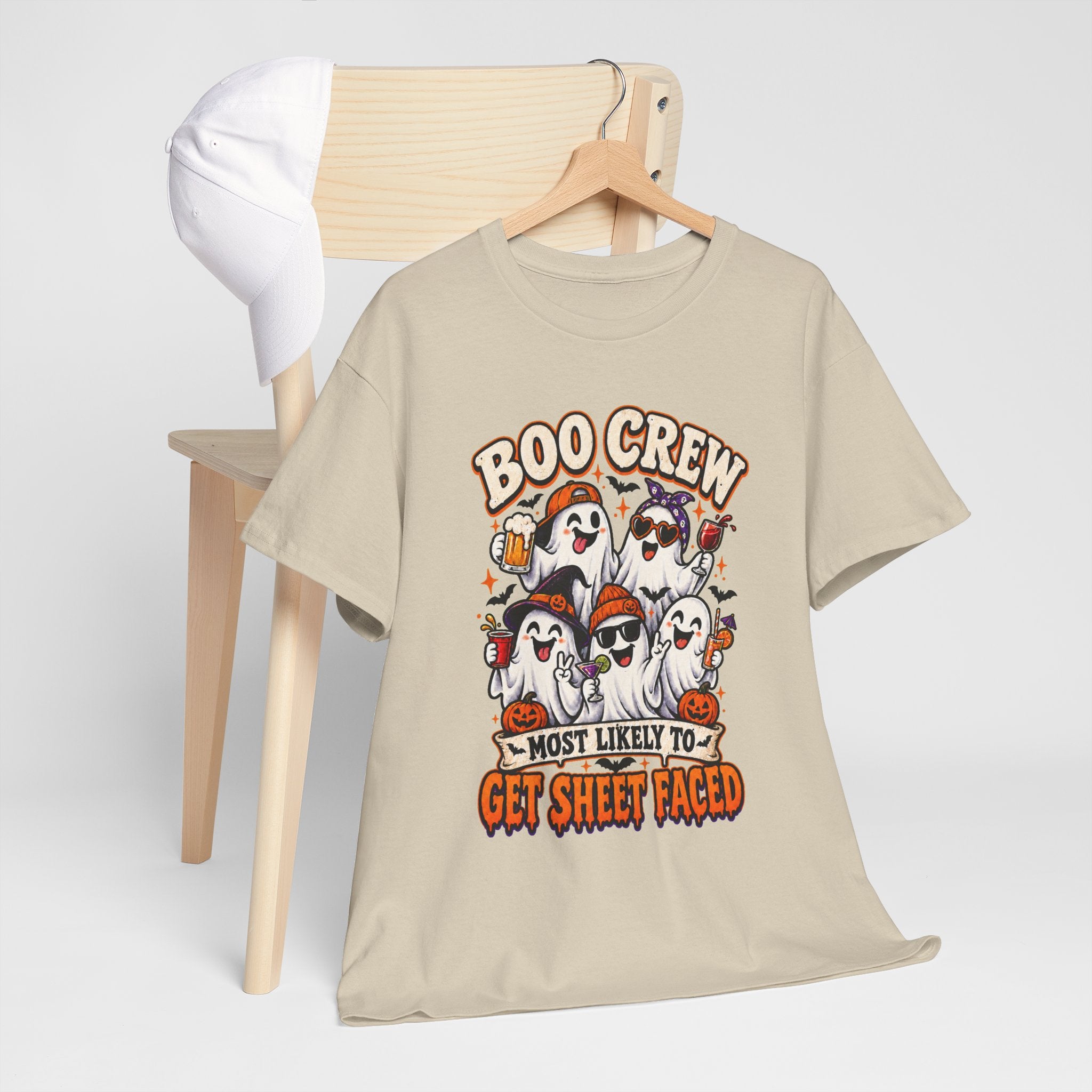 Boo Crew Halloween T-Shirt — “Most Likely to Get Sheet Faced” Funny Ghost Party Tee