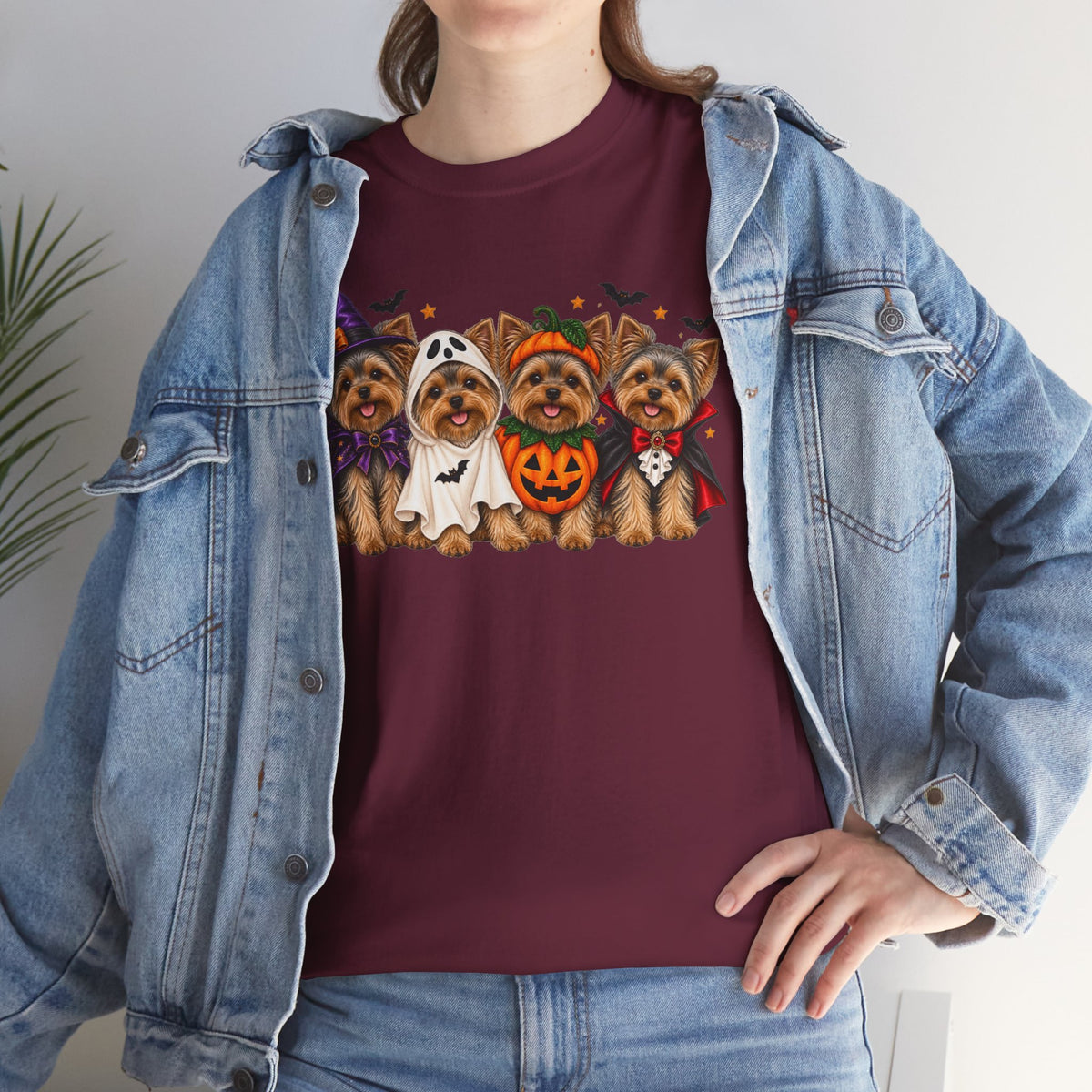 Halloween Yorkie T-Shirt — Cute Yorkies in Costumes (Pumpkin, Ghost, Witch, Vampire)