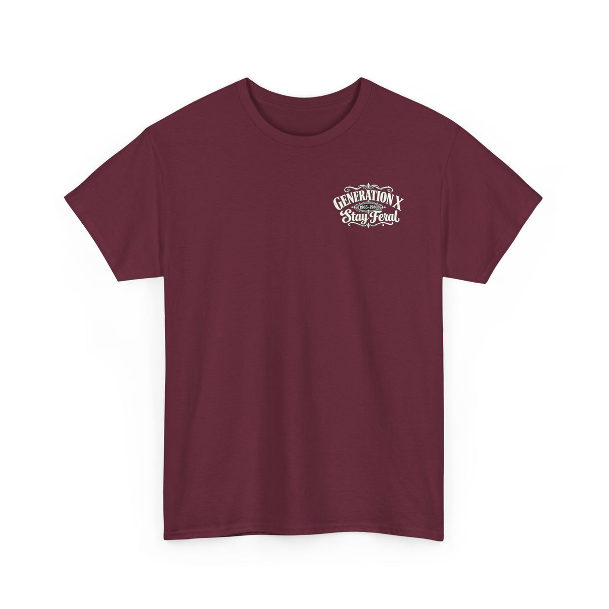 Generation X T‑Shirt — 'Stay Feral' Vintage Whiskey Label Tee (Born 1965–1980)