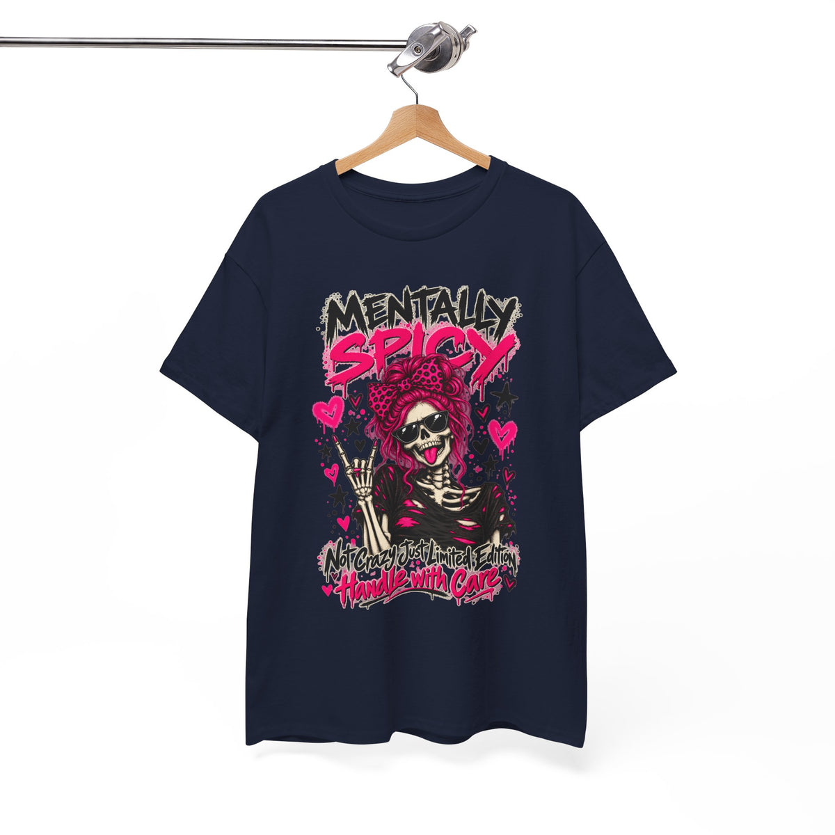 Mentally Spicy Skeleton Graphic T-Shirt