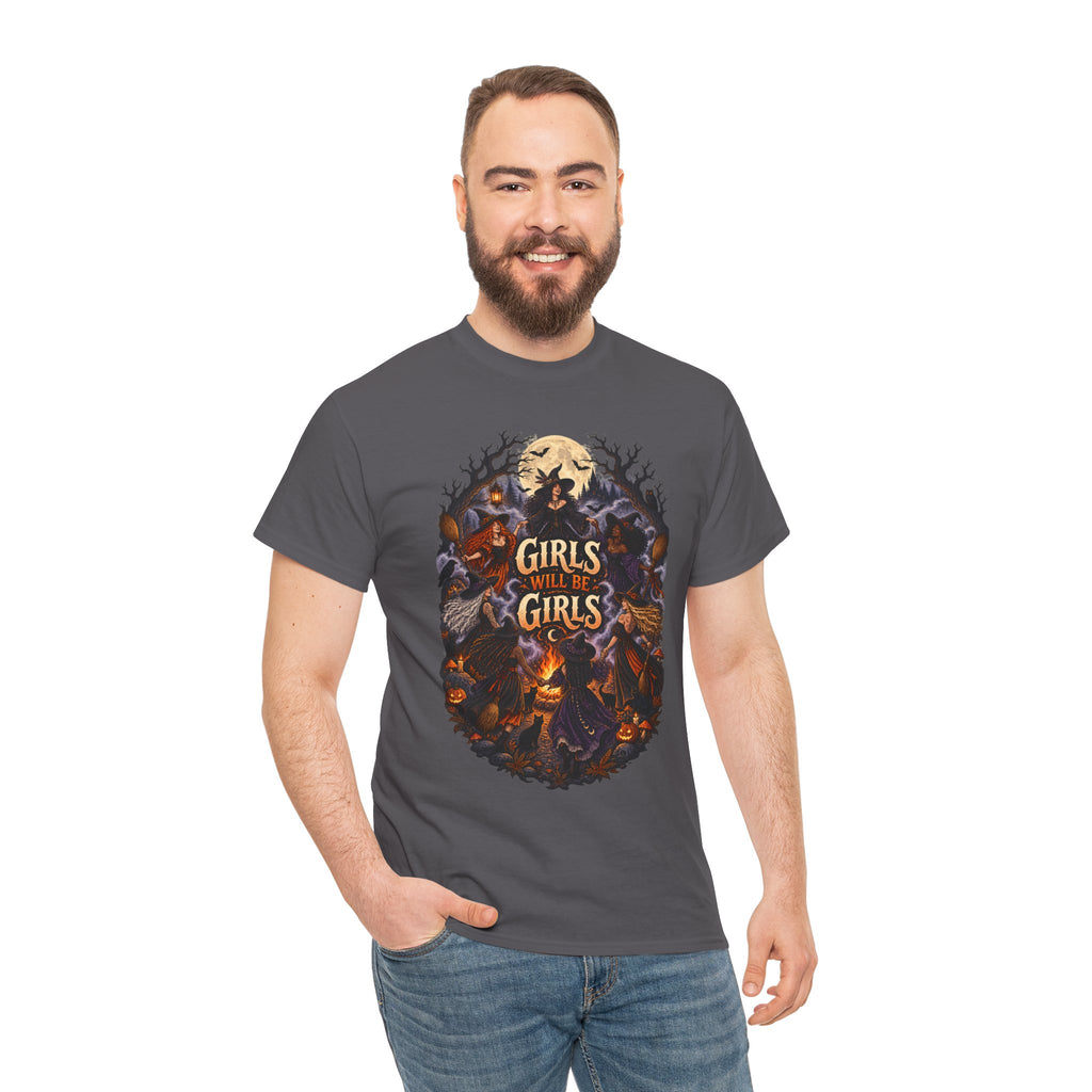 Girls Will Be Girls T-Shirt — Witchy Campfire Illustration Tee