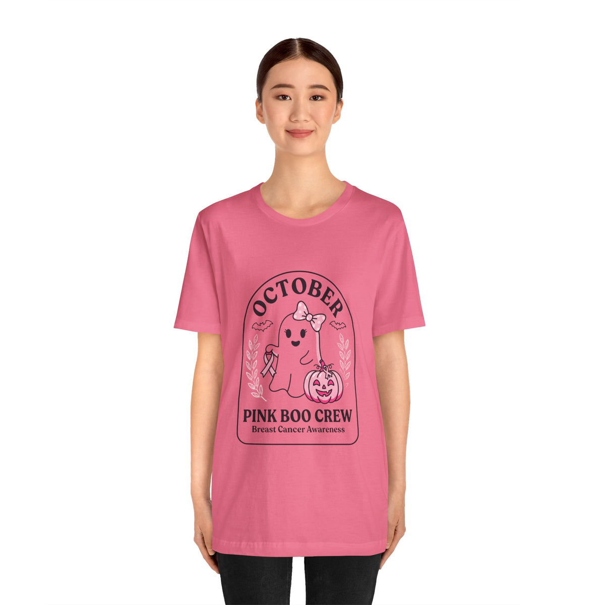 October Pink Boo Crew Tee — Breast Cancer Awareness Ghost T-Shirt