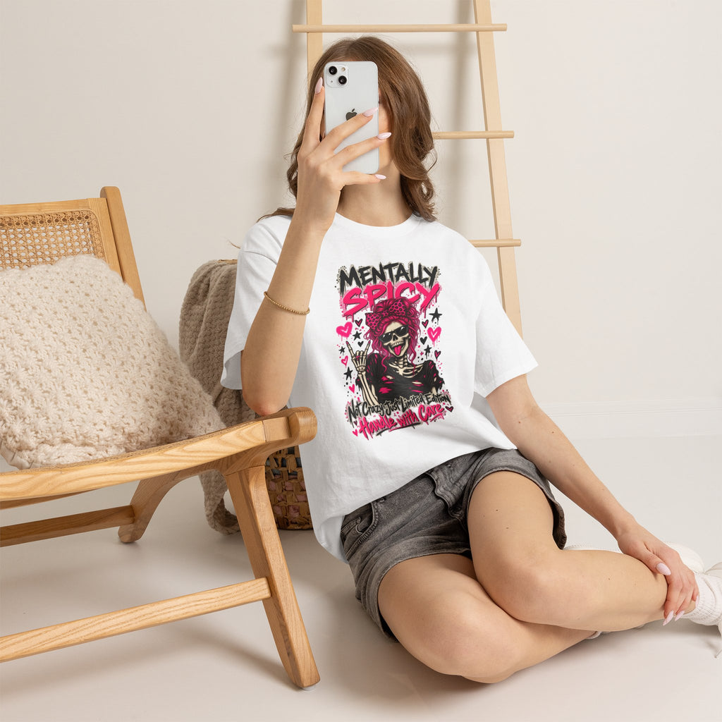 Mentally Spicy Skeleton Graphic T-Shirt