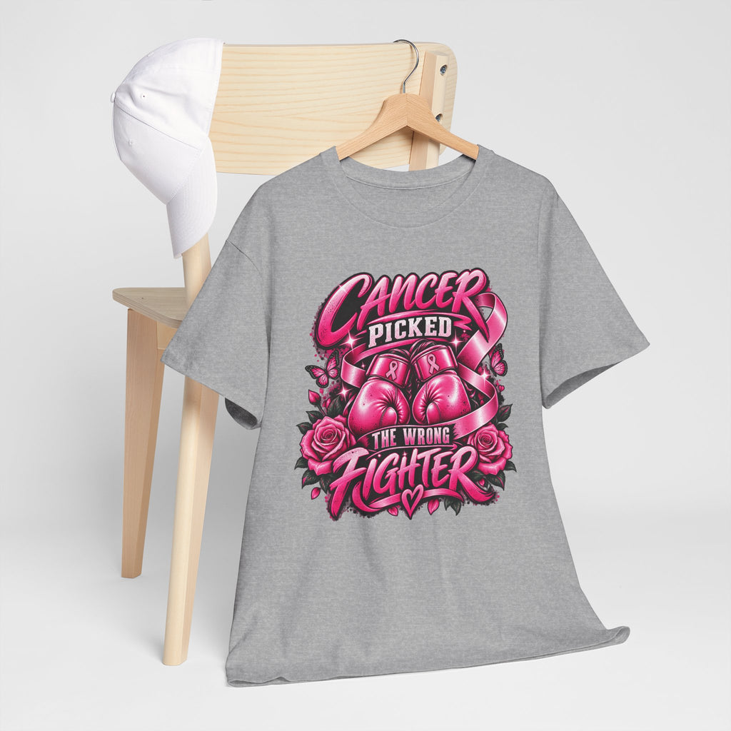 Cancer Picked The Wrong Fighter T-Shirt — Breast Cancer Awareness Support Tee