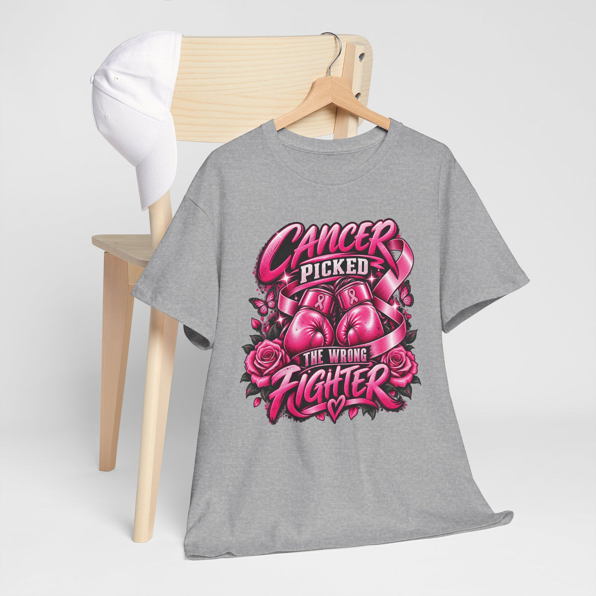 Cancer Picked The Wrong Fighter T-Shirt — Breast Cancer Awareness Support Tee