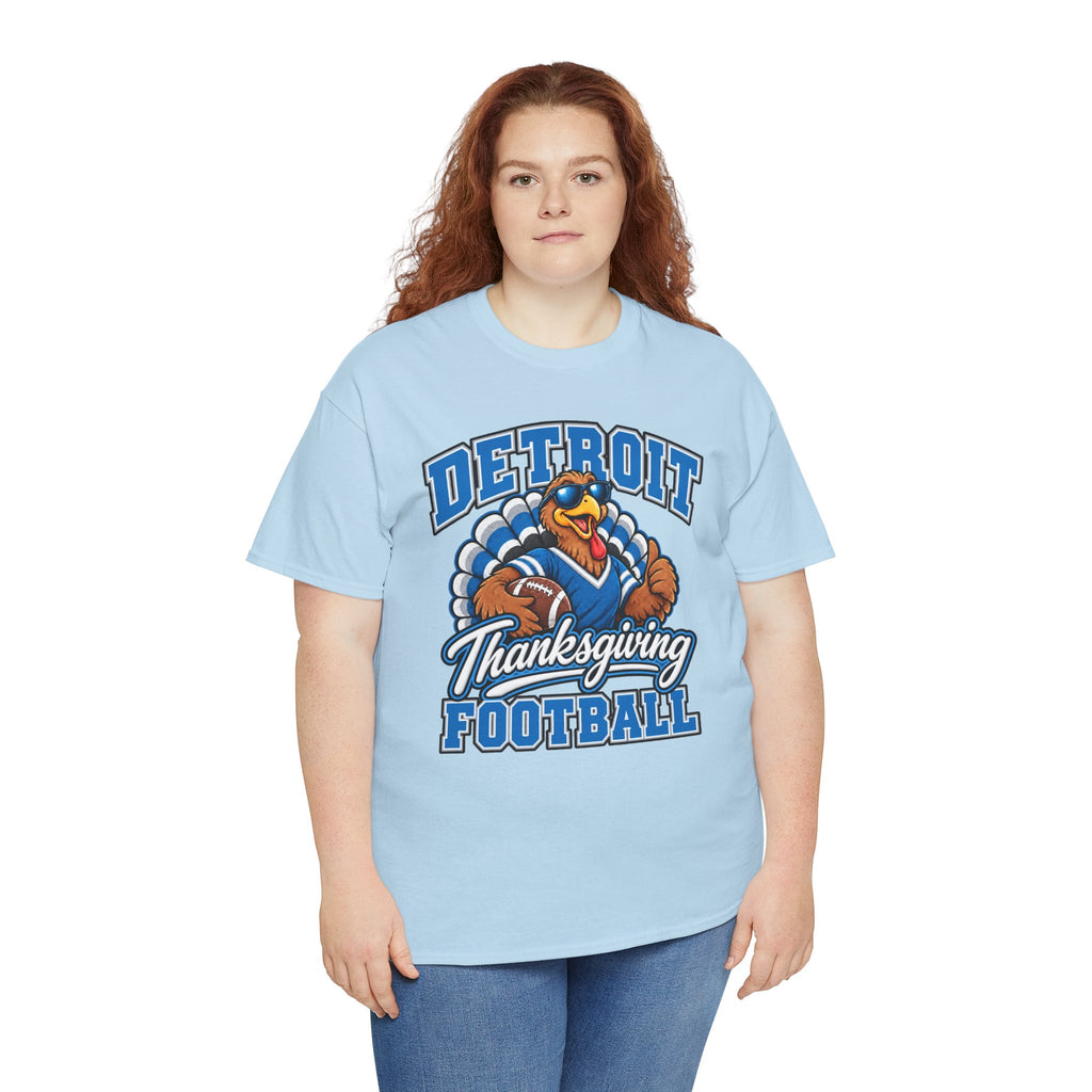 Detroit Thanksgiving Football Tee — Turkey Mascot Game Day Shirt