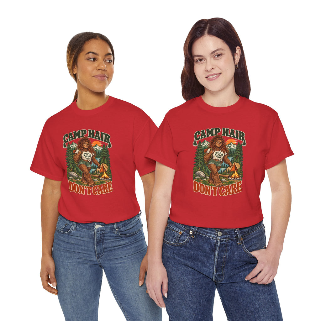 Camp Hair Don't Care T-Shirt — Retro Camping Graphic Tee