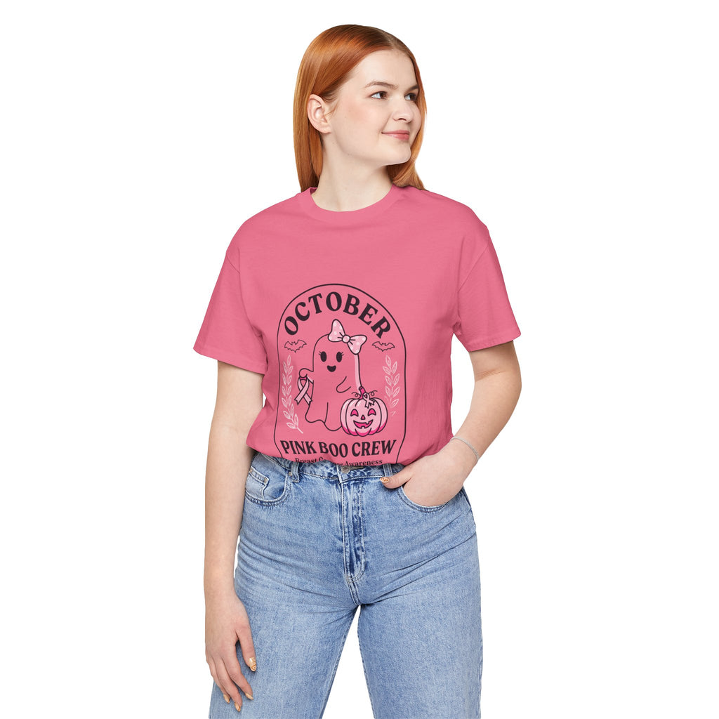 October Pink Boo Crew Tee — Breast Cancer Awareness Ghost T-Shirt