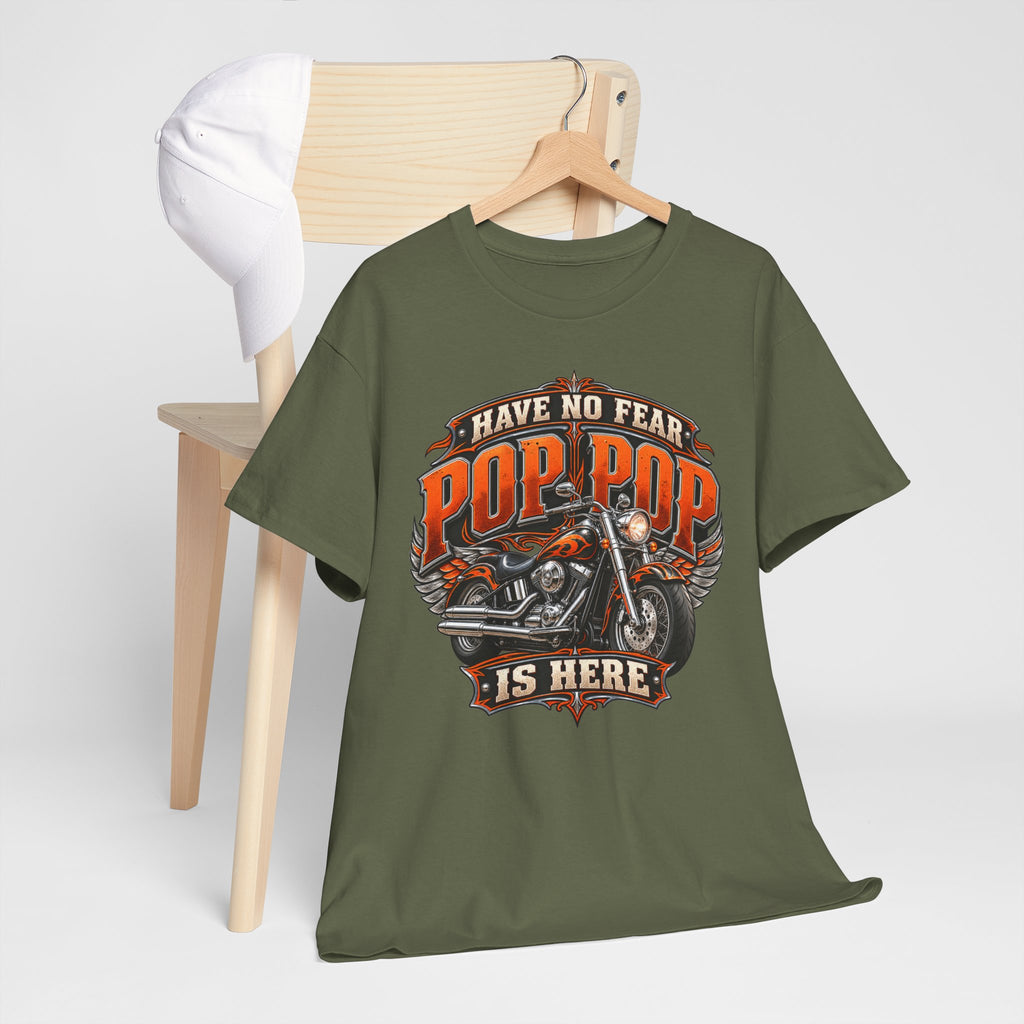 Pop Pop Is Here Motorcycle Dad T-Shirt