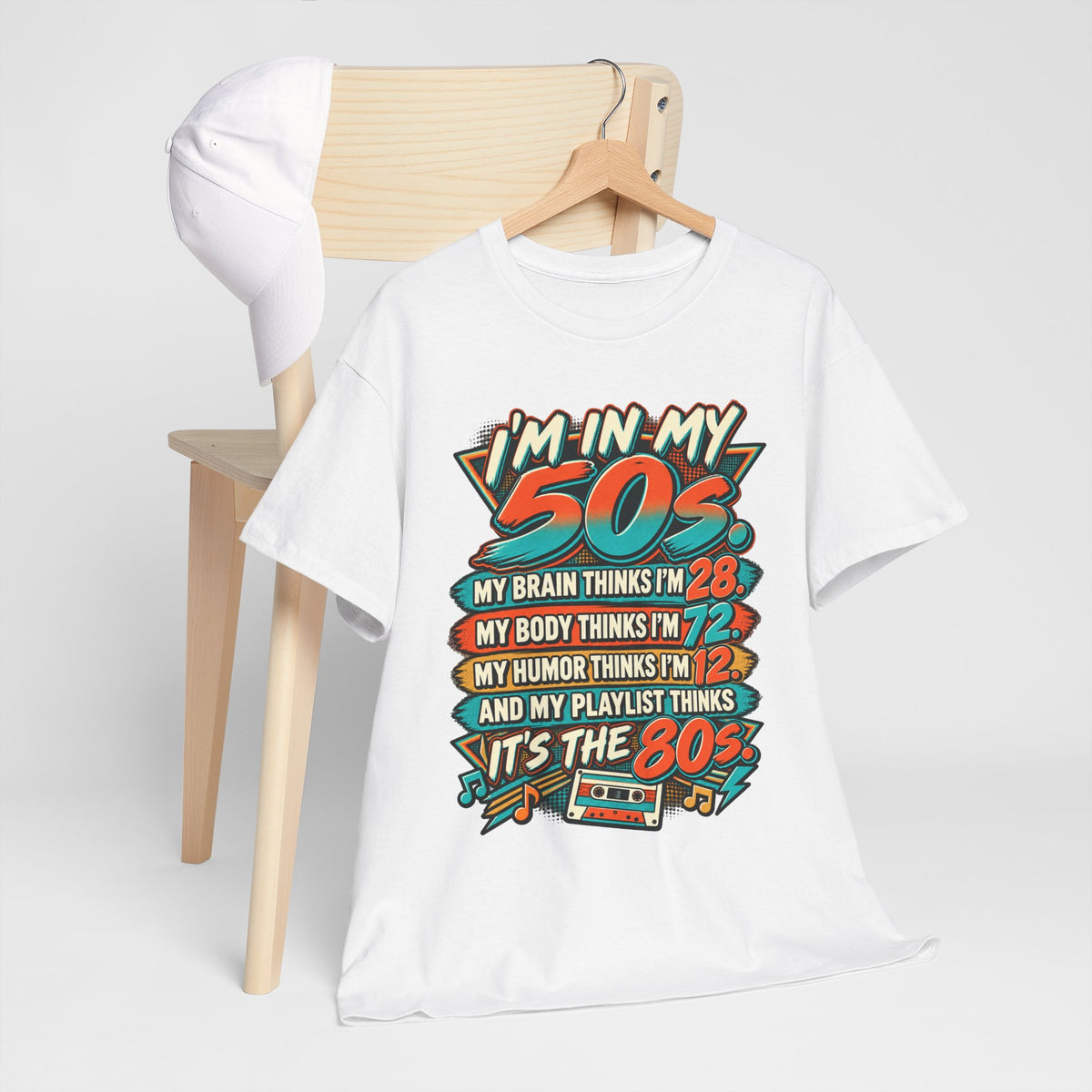 Retro 50s Birthday T‑Shirt — "I'm in My 50s" 80s Playlist Cassette Tee
