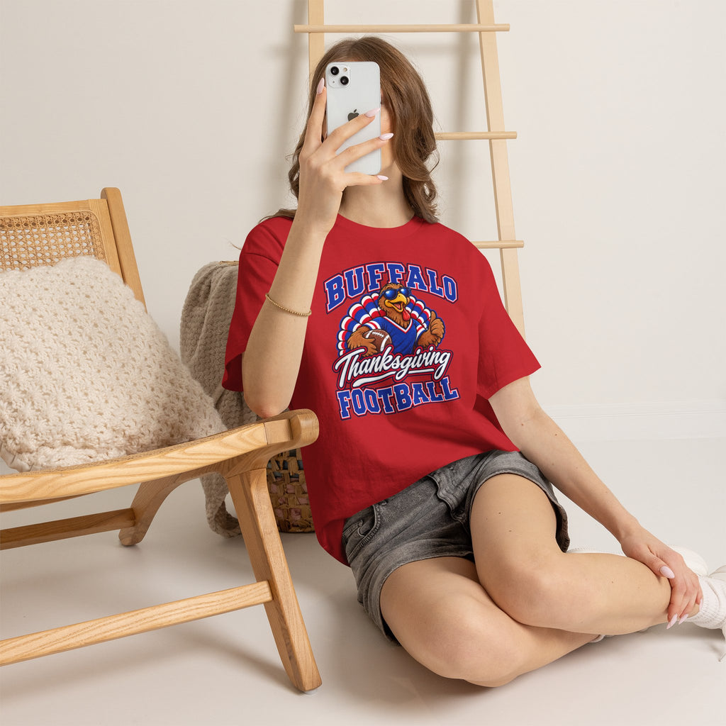 Buffalo Thanksgiving Football T-Shirt — Turkey Mascot Game Day Tee