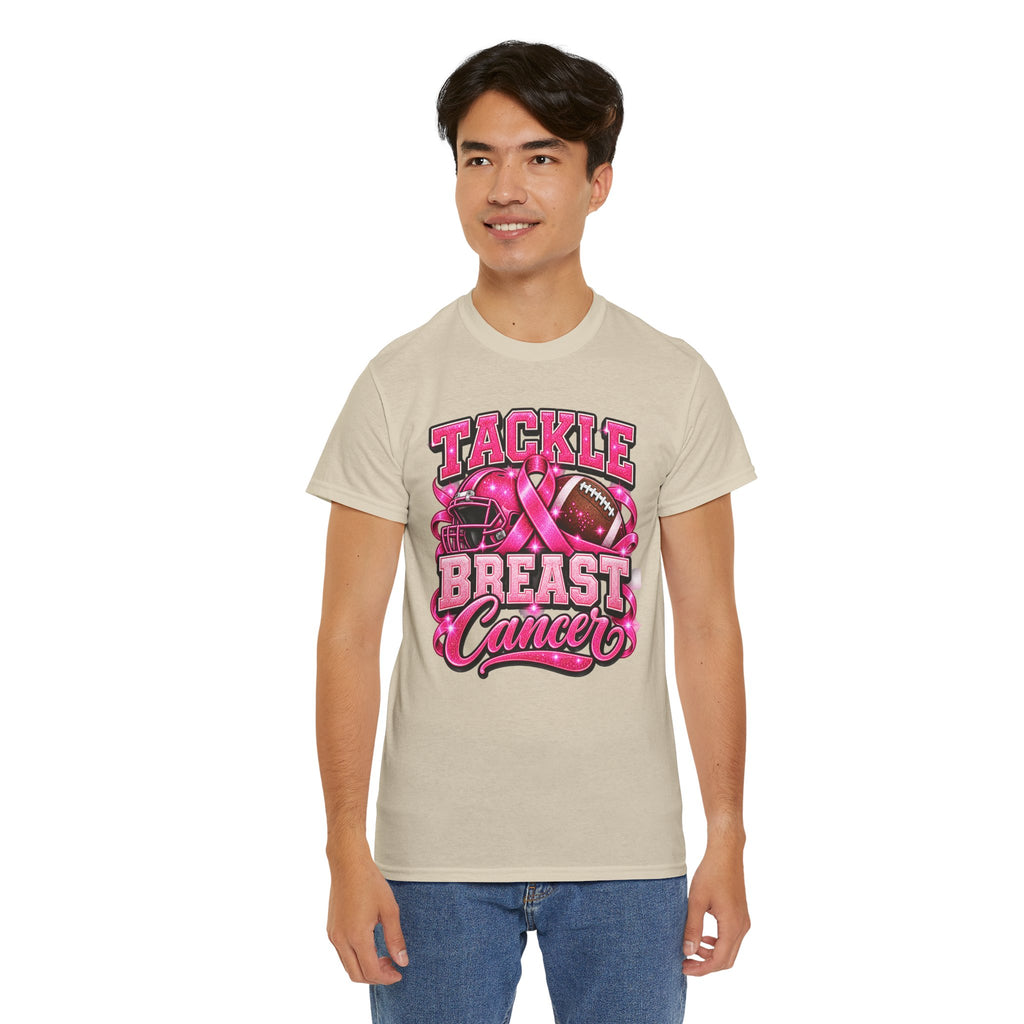 T-Shirt — "Tackle Breast Cancer" Pink Football Awareness Tee