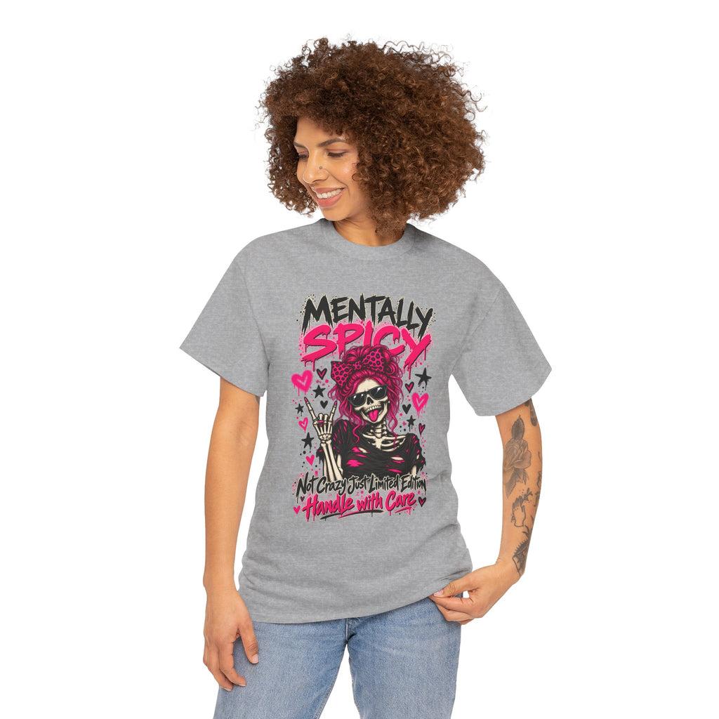 Mentally Spicy Skeleton Graphic T-Shirt