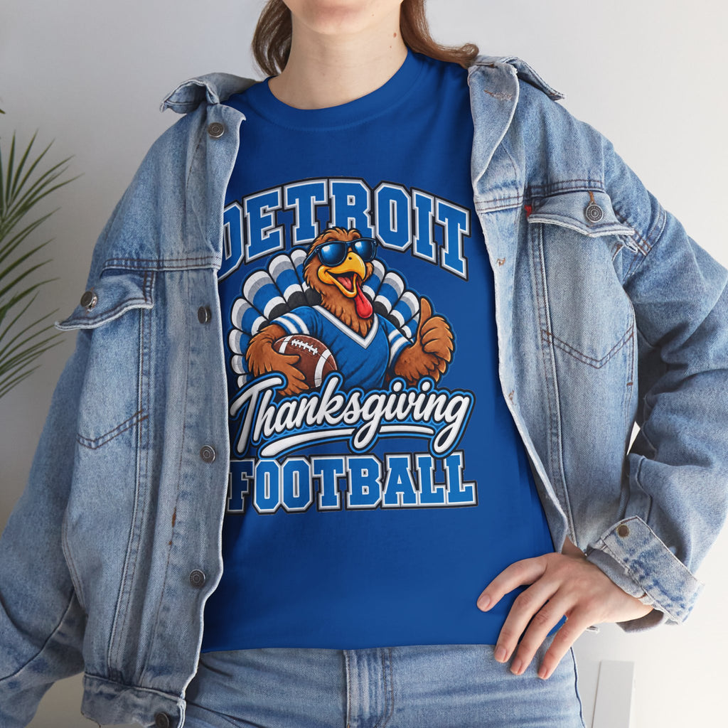 Detroit Thanksgiving Football Tee — Turkey Mascot Game Day Shirt