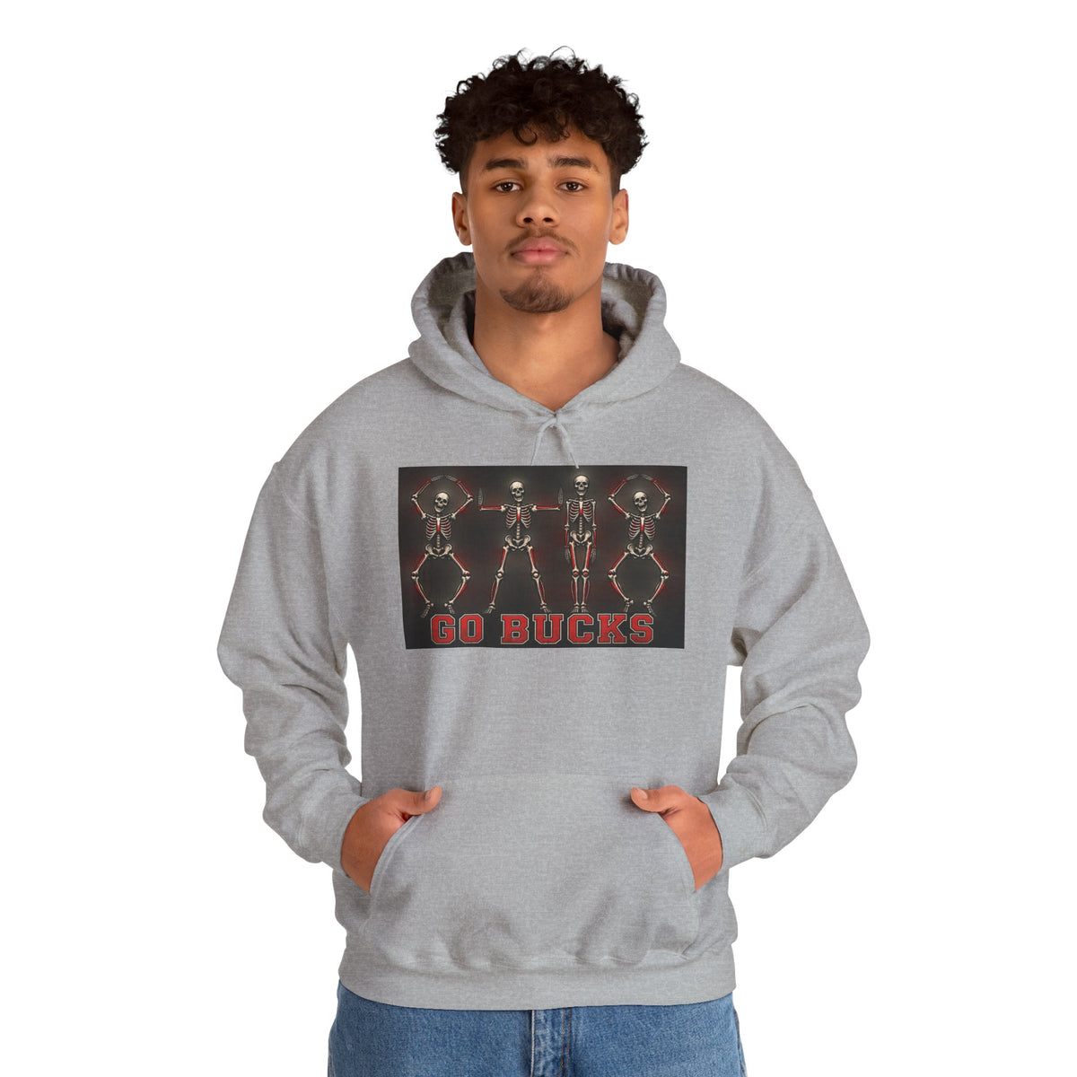 Go Bucks Hoodie — Vintage Red Deer Antlers Graphic Hooded Sweatshirt