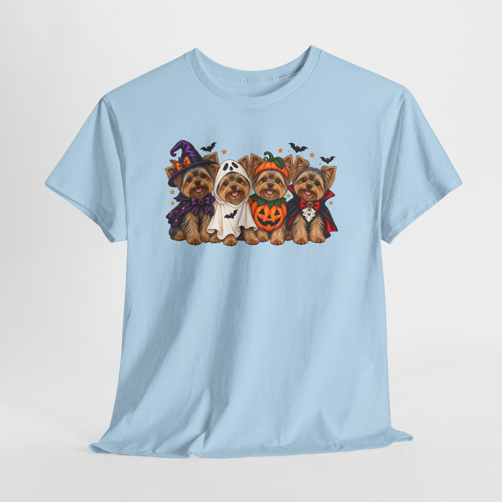 Halloween Yorkie T-Shirt — Cute Yorkies in Costumes (Pumpkin, Ghost, Witch, Vampire)