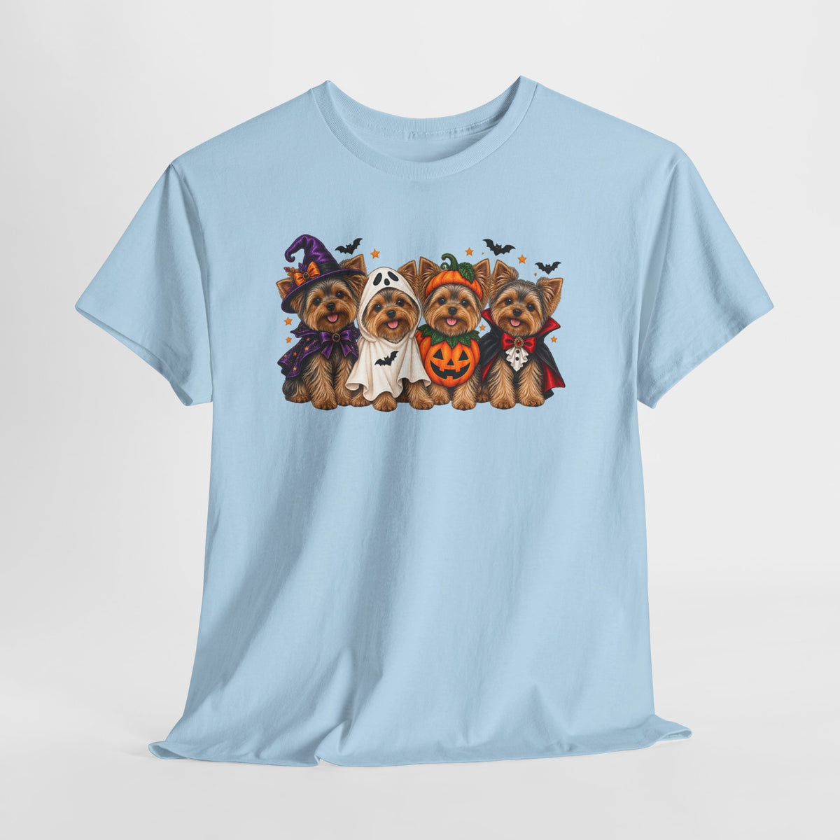 Halloween Yorkie T-Shirt — Cute Yorkies in Costumes (Pumpkin, Ghost, Witch, Vampire)
