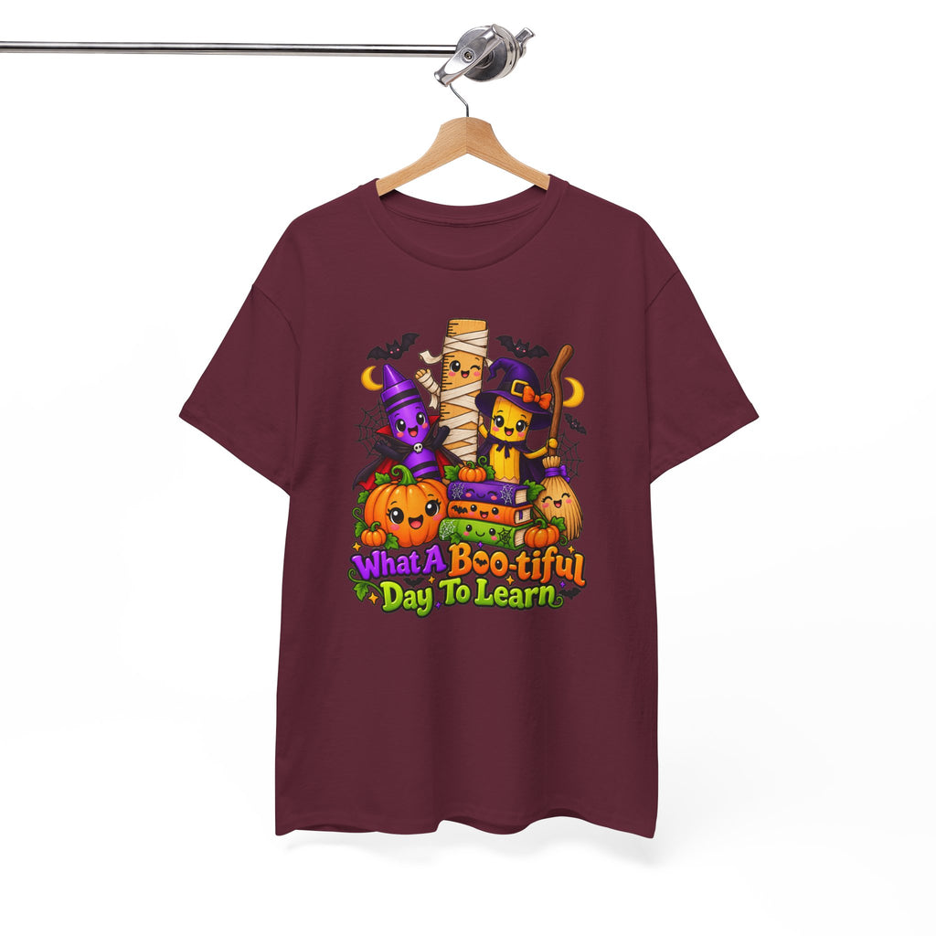 Halloween Teacher Tee — "What A Boo-tiful Day To Learn" Kids' Classroom Shirt