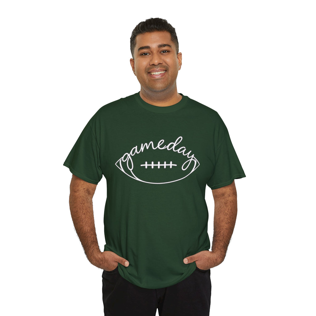 Gameday Football Tee — 'gameday' Script Football Graphic T-Shirt