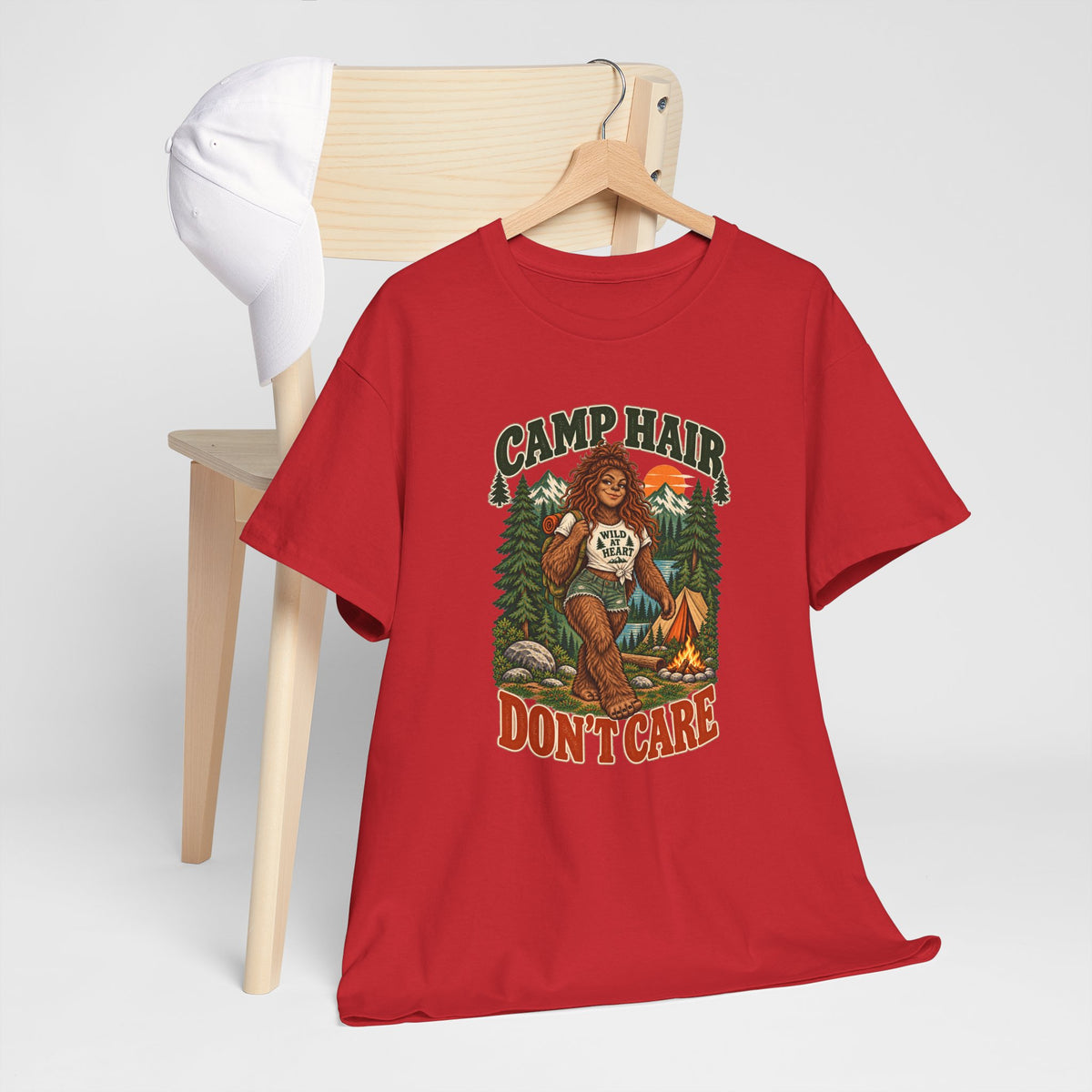 Camp Hair Don't Care T-Shirt — Retro Camping Graphic Tee