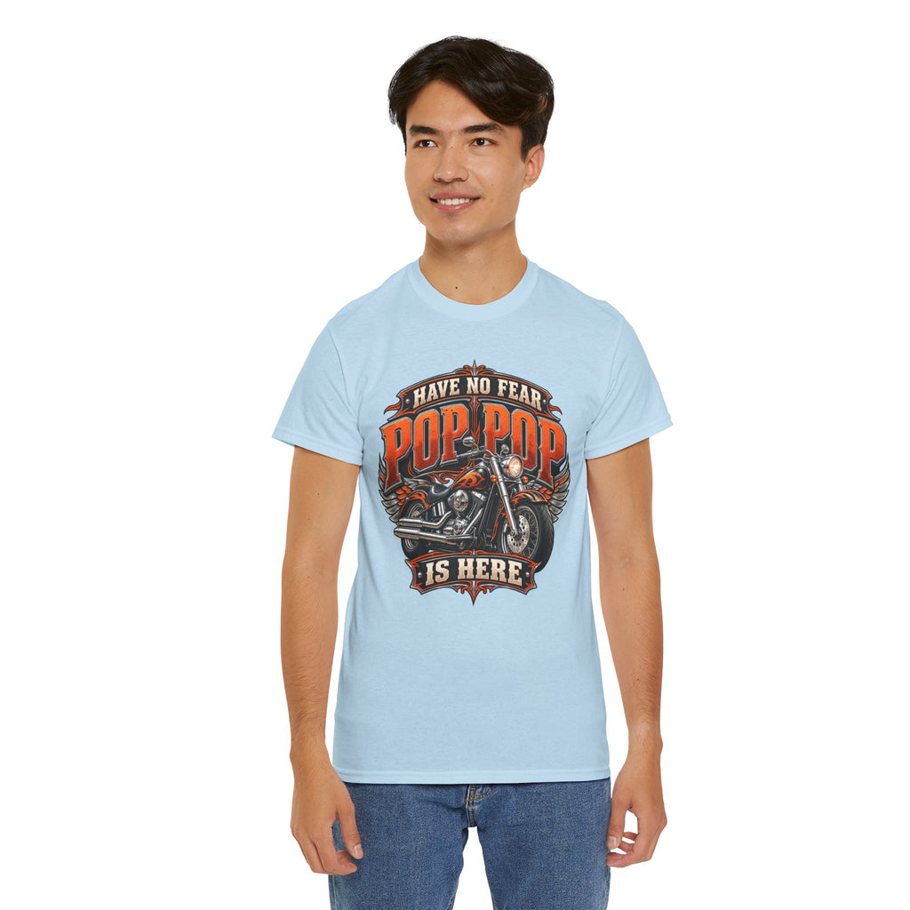 Pop Pop Is Here Motorcycle Dad T-Shirt