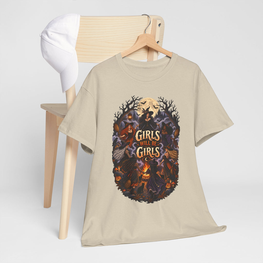 Girls Will Be Girls T-Shirt — Witchy Campfire Illustration Tee