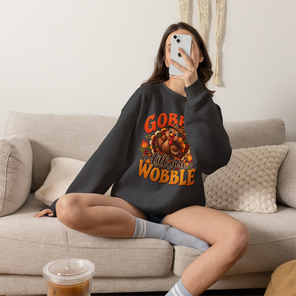 Thanksgiving Turkey 'Gobble Till You Wobble' Crewneck Sweatshirt