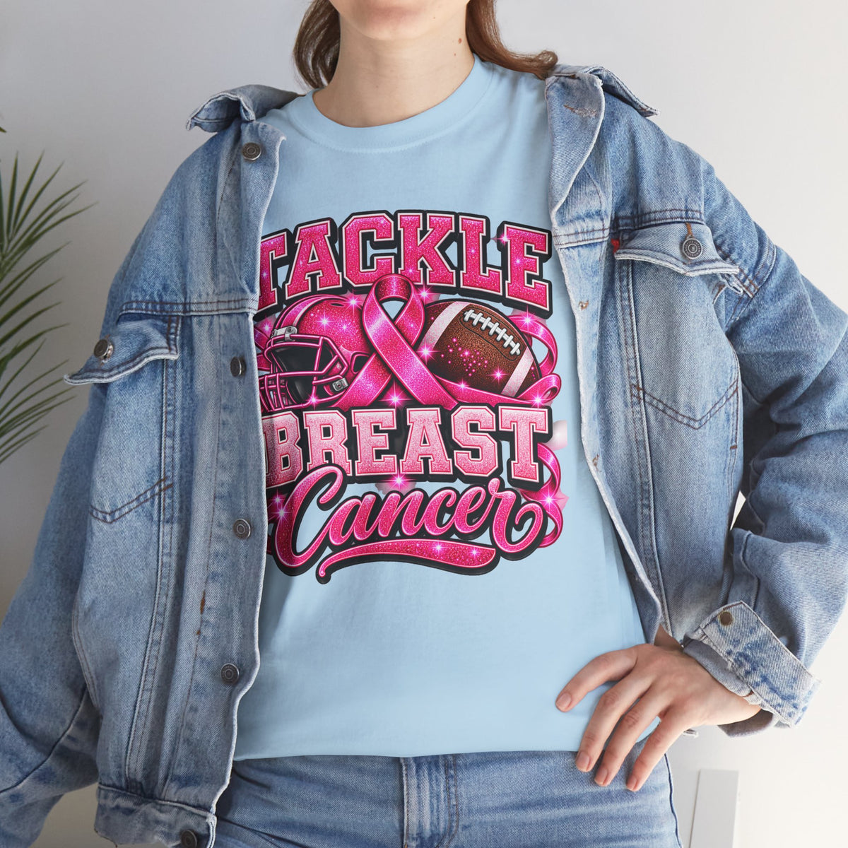T-Shirt — "Tackle Breast Cancer" Pink Football Awareness Tee