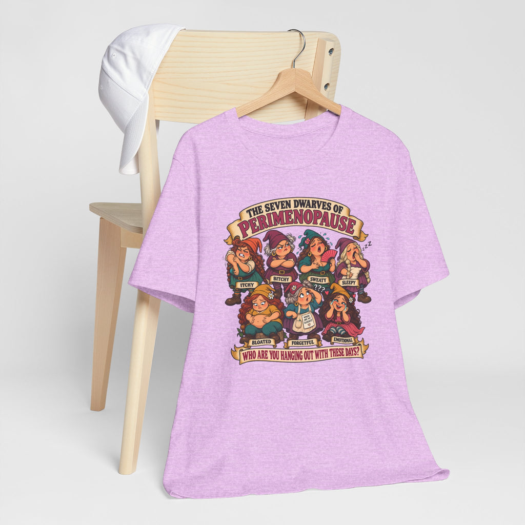 Perimenopause Tee — "The Seven Dwarves of Perimenopause" Funny Women’s Health Shirt