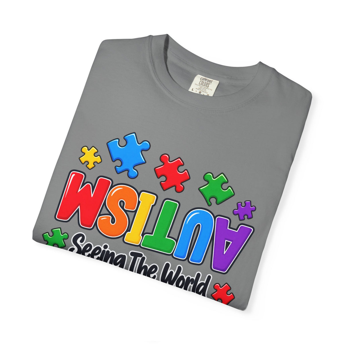 Autism Awareness T-Shirt — "Seeing the World From a Different Angle" Puzzle Design