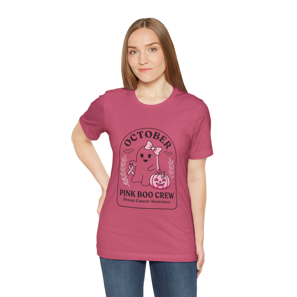 October Pink Boo Crew Tee — Breast Cancer Awareness Ghost T-Shirt