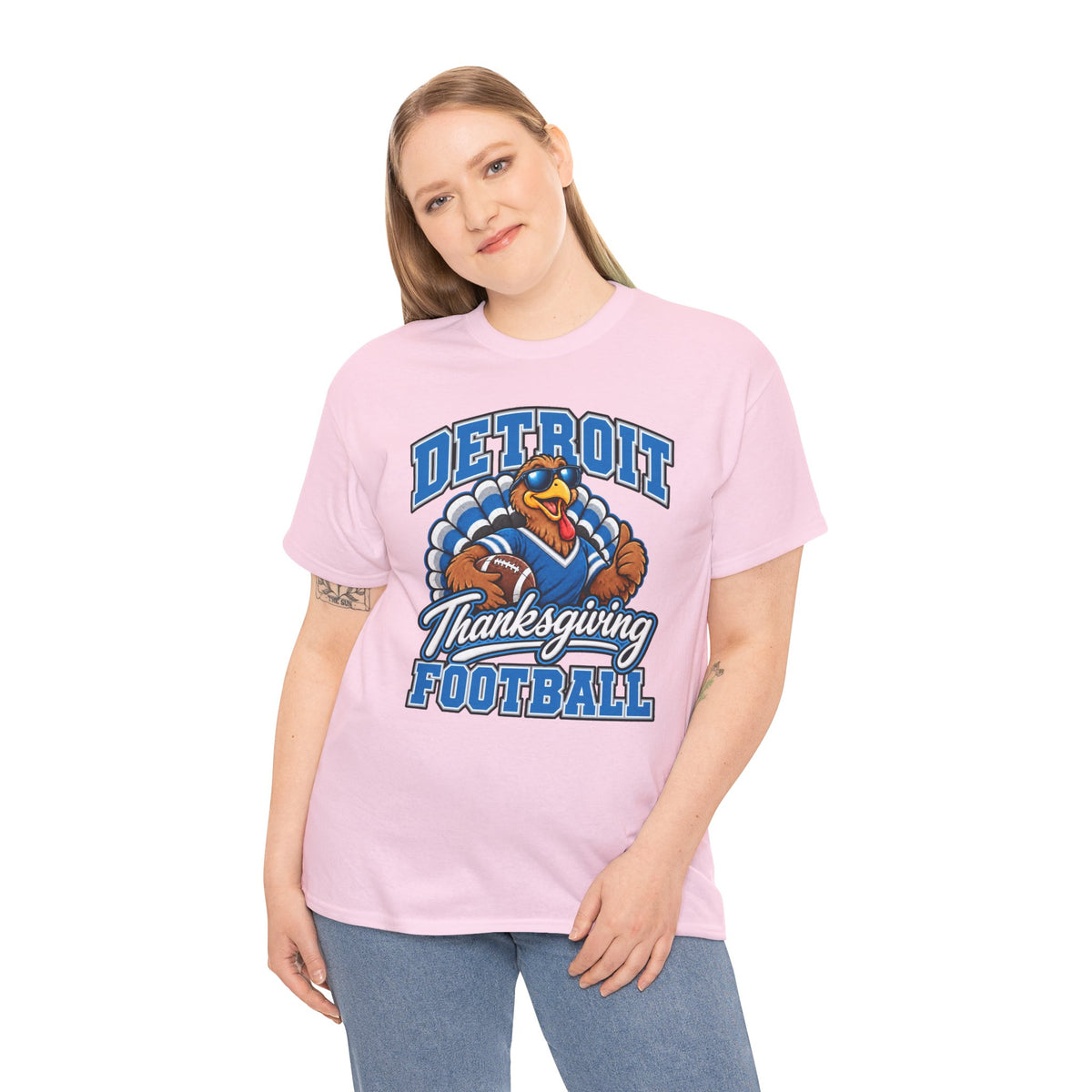 Detroit Thanksgiving Football Tee — Turkey Mascot Game Day Shirt