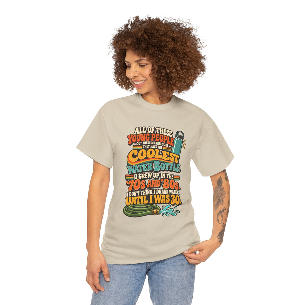 Retro 70s-80s Funny Water Bottle Tee — "Coolest Water Bottle" Graphic T-Shirt