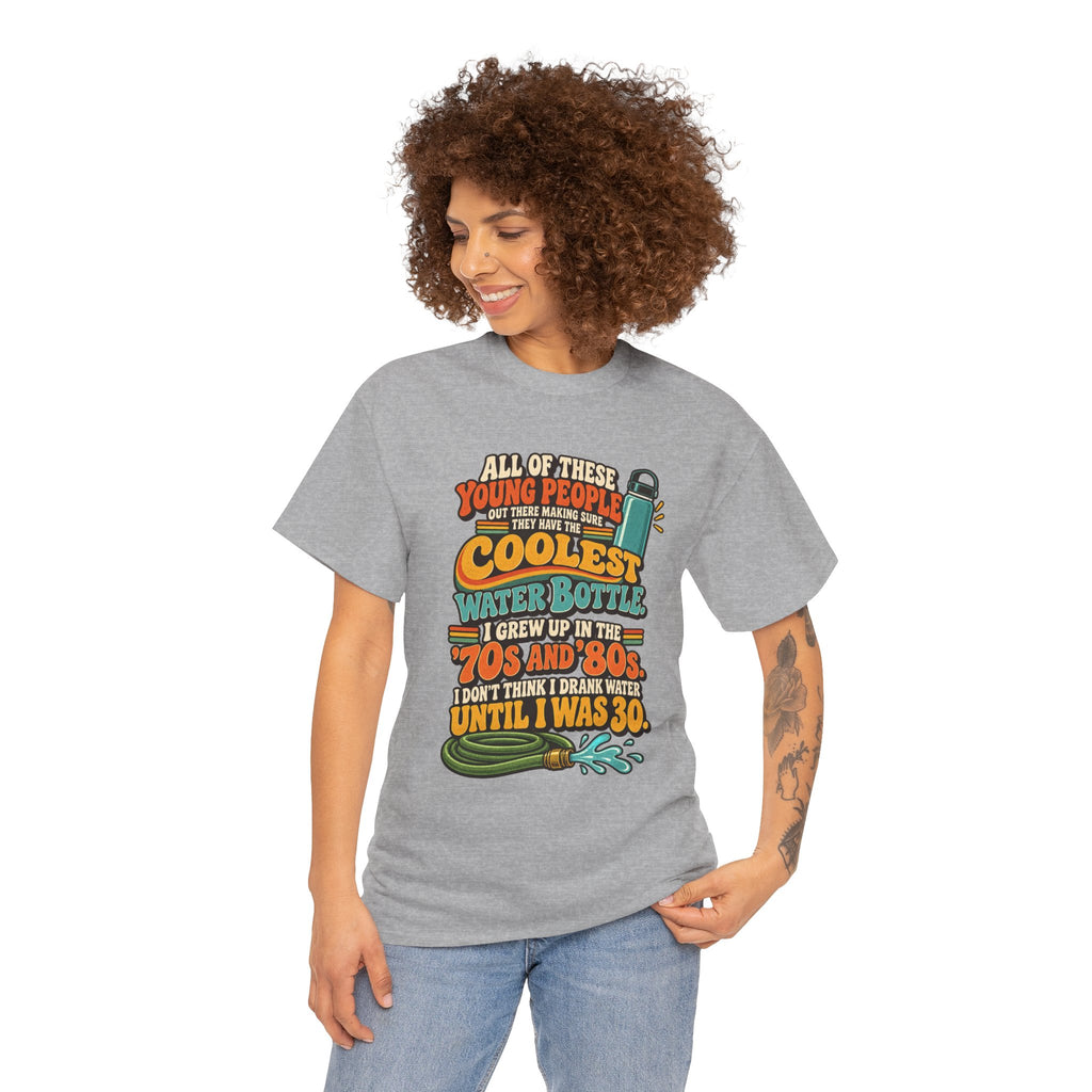 Retro 70s-80s Funny Water Bottle Tee — "Coolest Water Bottle" Graphic T-Shirt