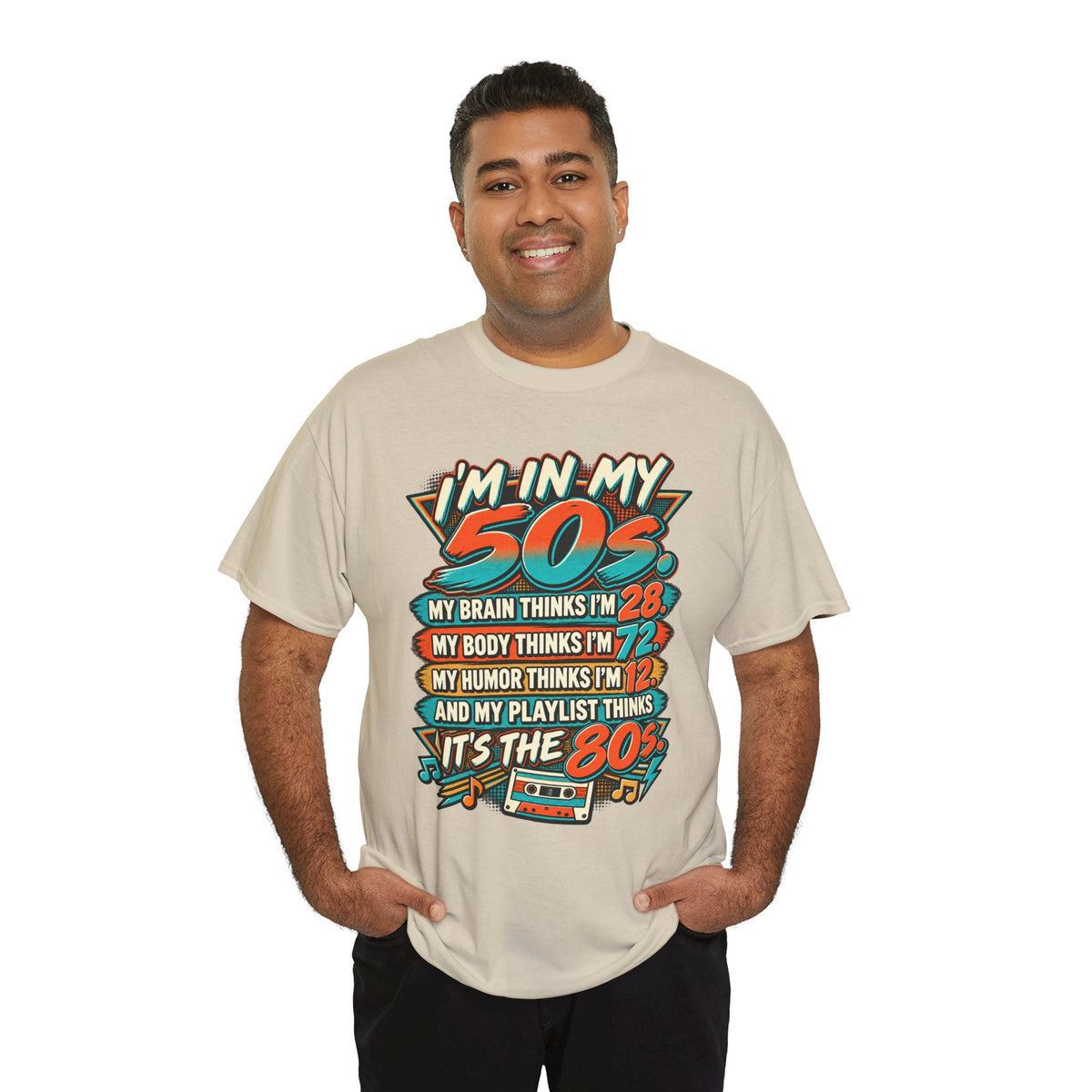 Retro 50s Birthday T‑Shirt — "I'm in My 50s" 80s Playlist Cassette Tee