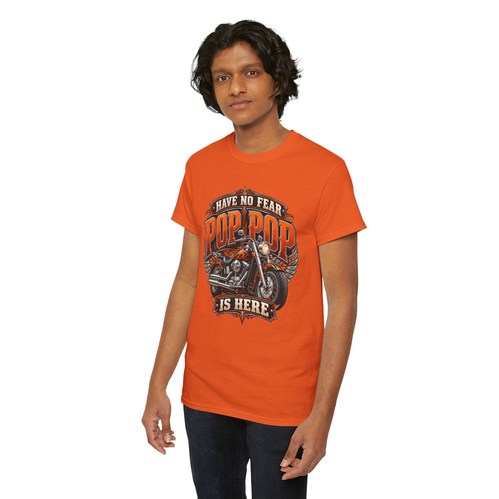 Pop Pop Is Here Motorcycle Dad T-Shirt