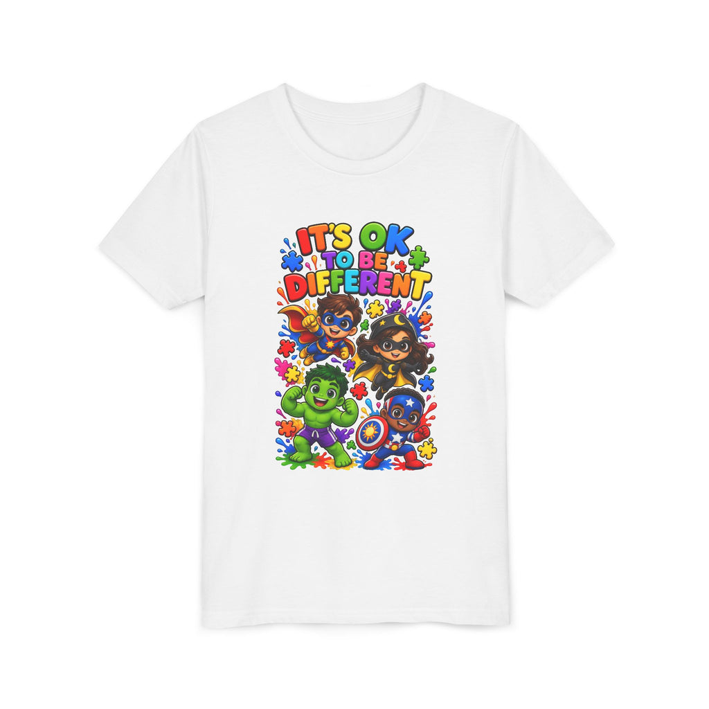 Kids T-Shirt — "It's OK to Be Different" Colorful Superhero Diversity Tee