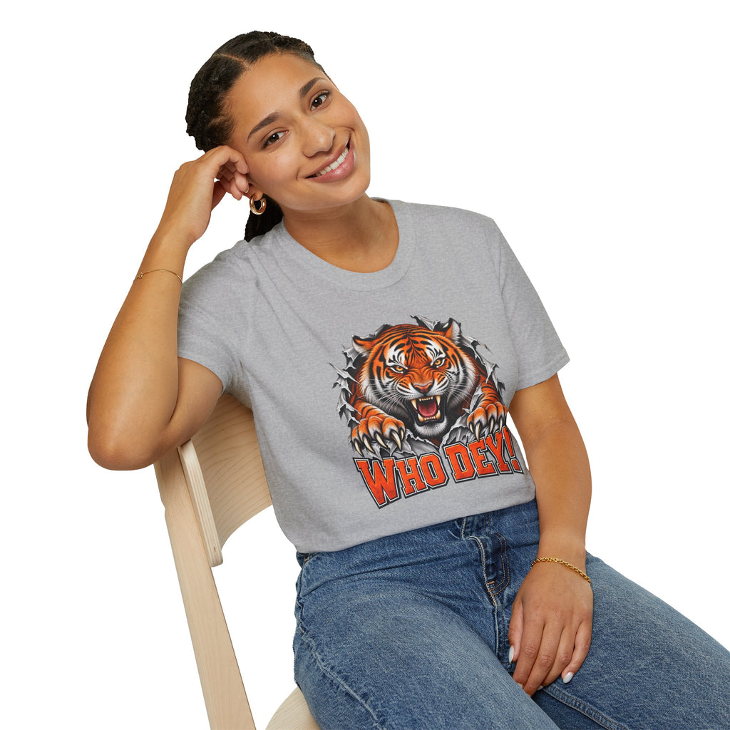 Tiger Graphic T-Shirt — "Who Dey!" Fierce Roaring Design