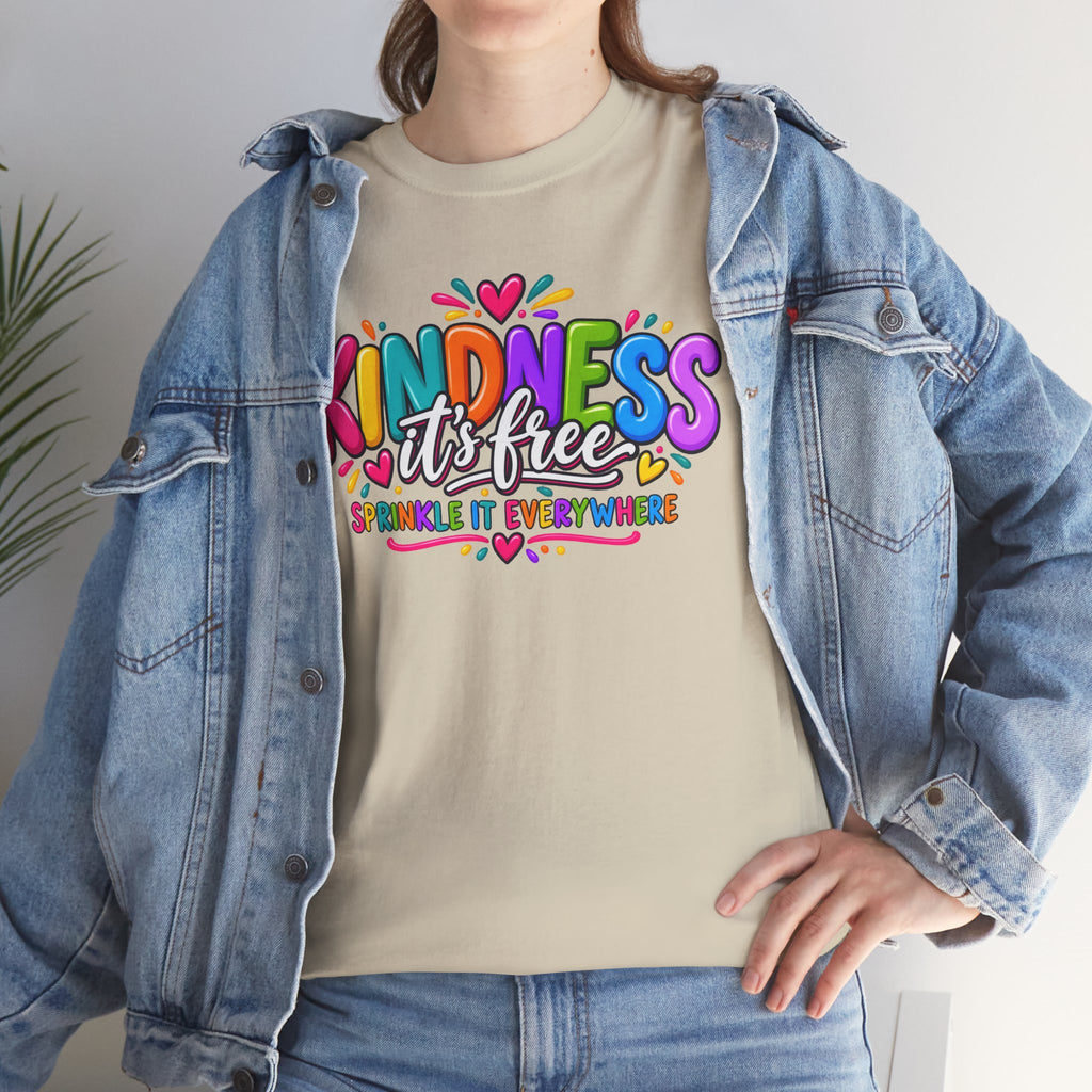 Kindness Is Free Rainbow Tee — Cute Positive Message T-Shirt