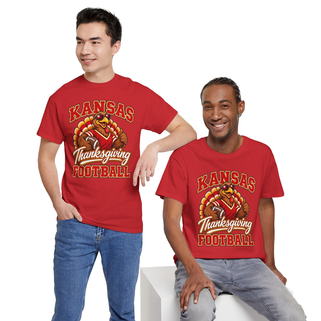 Kansas Thanksgiving Football T‑Shirt — Turkey Mascot Holiday Game Tee