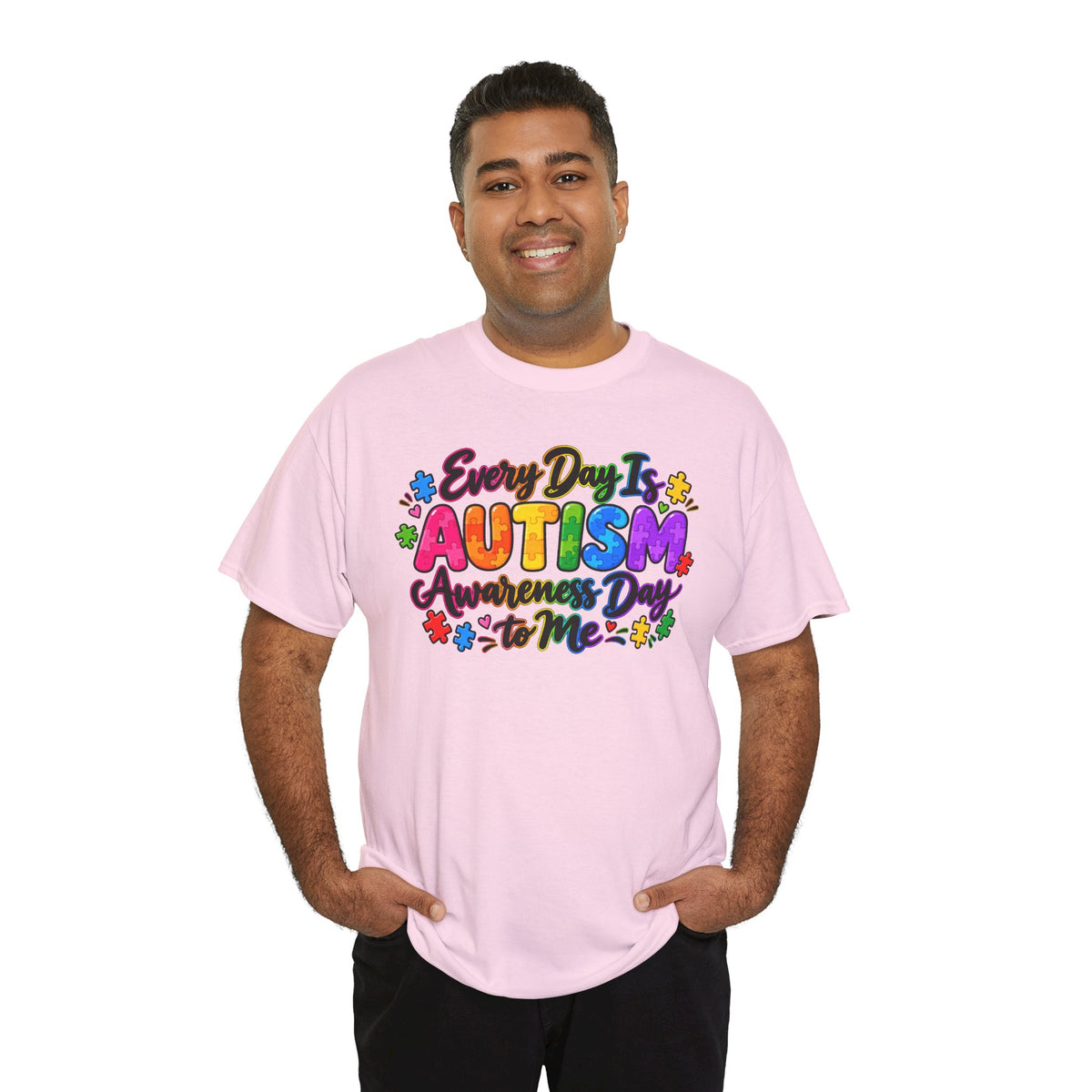 Autism Awareness T-Shirt — "Every Day Is Autism Awareness Day to Me" Colorful Puzzle Tee