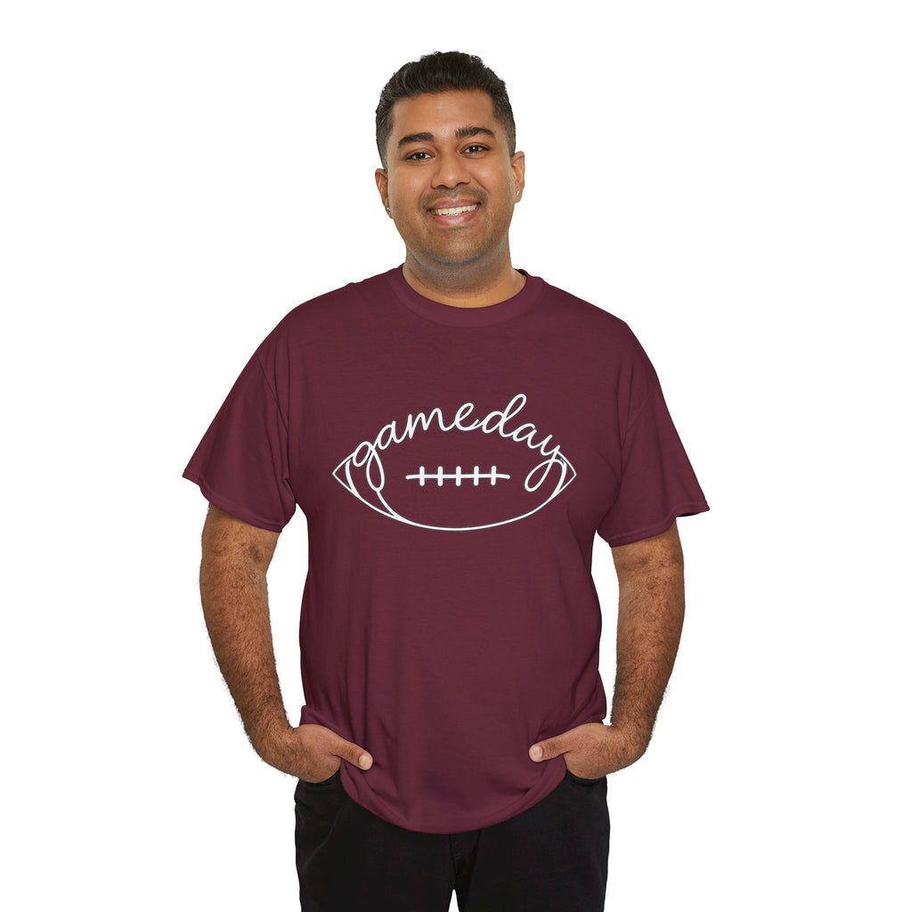 Gameday Football Tee — 'gameday' Script Football Graphic T-Shirt
