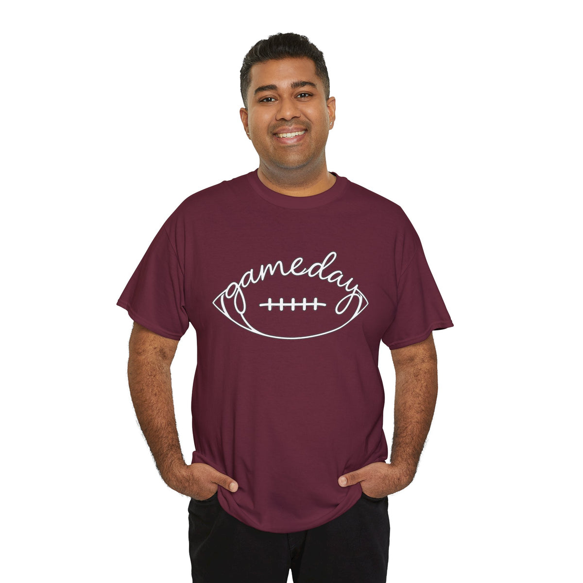 Gameday Football Tee — 'gameday' Script Football Graphic T-Shirt