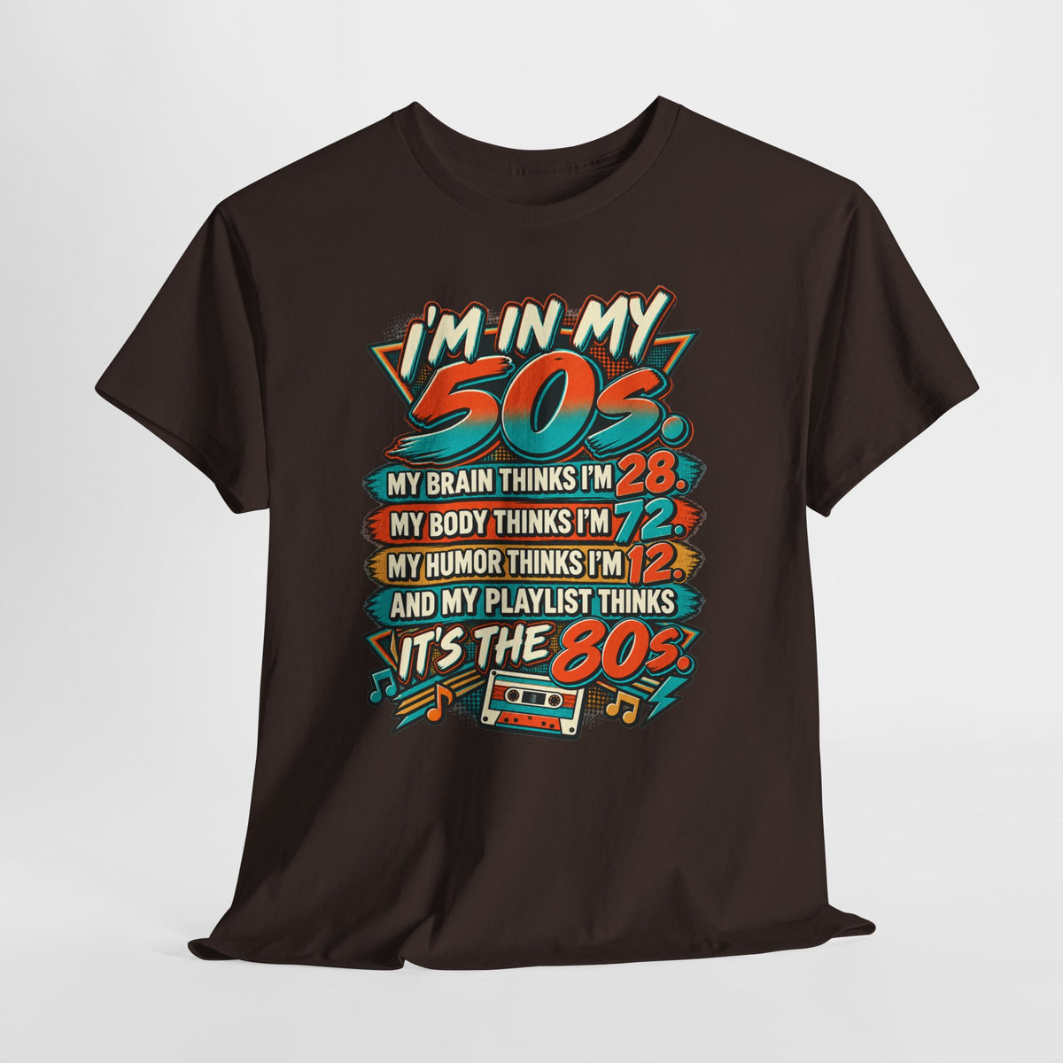 Retro 50s Birthday T‑Shirt — "I'm in My 50s" 80s Playlist Cassette Tee